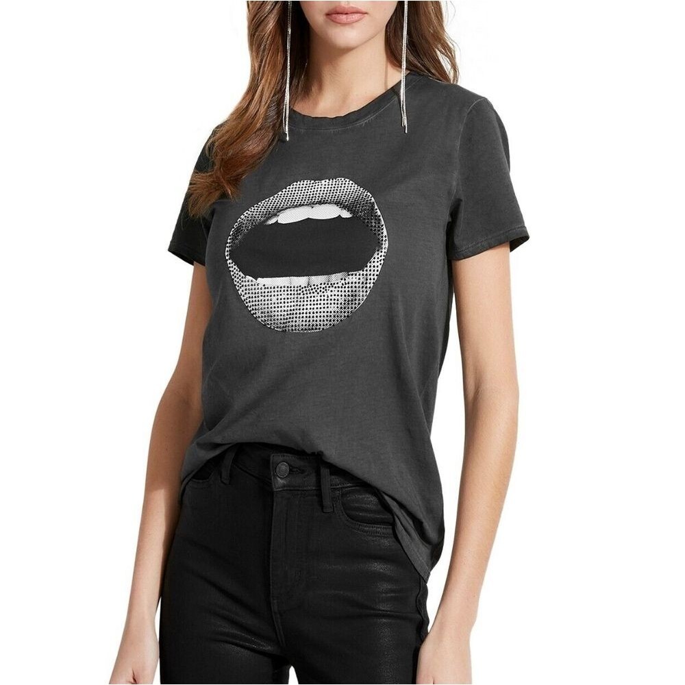 GUESS Eco Pop Lips T-Shirt Black - Large NWT
